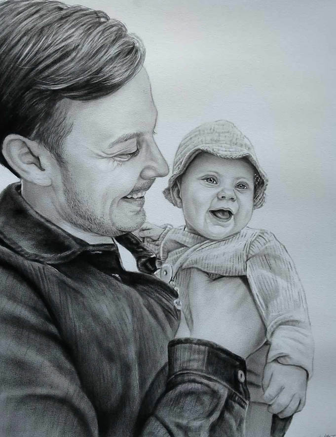 Dibujando a papá e hija