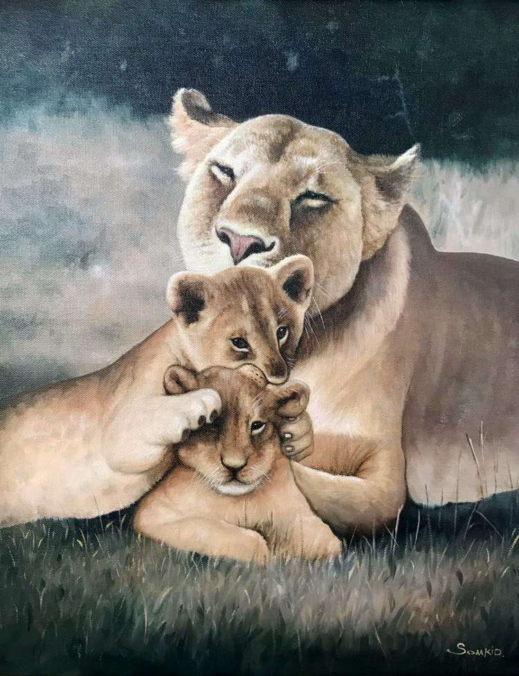 Una pintura de leones que hicimos