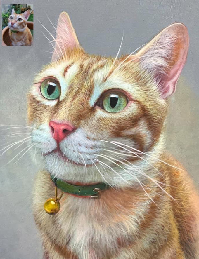 Pintura de retrato de un gato.