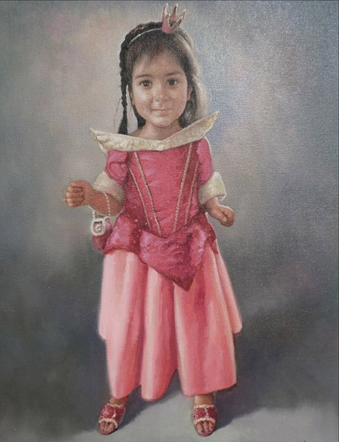 Pintura de una chica vestida